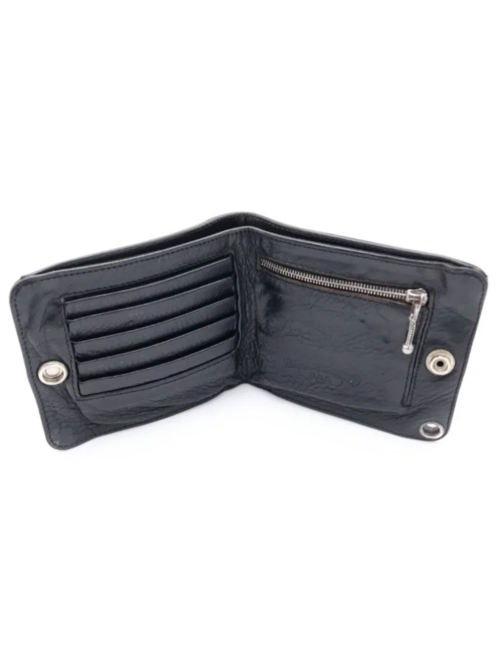 Chrome Hearts BS Flare Ball Button Leather Wallet Black